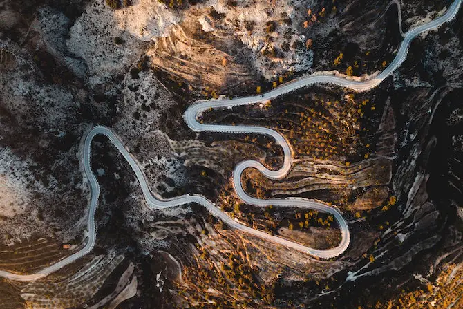 aerial view of mountain road